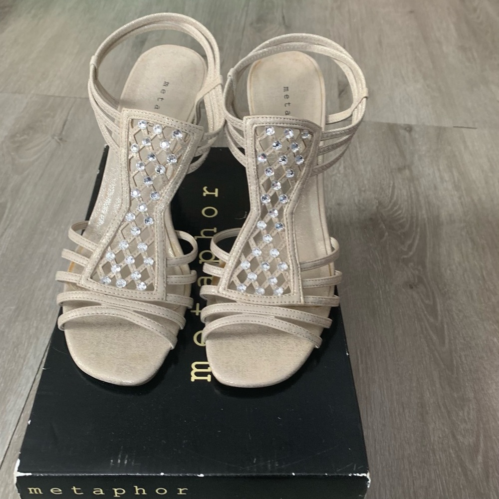 3 for $30 Metaphor Tan Heels with Woven Design